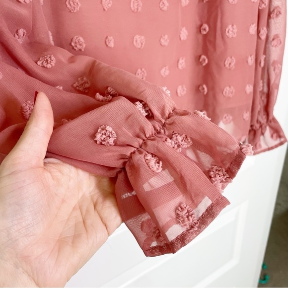 Boutique Andree by Unit Mauve Pom Pom High Neck Blouse - Picture 9 of 14